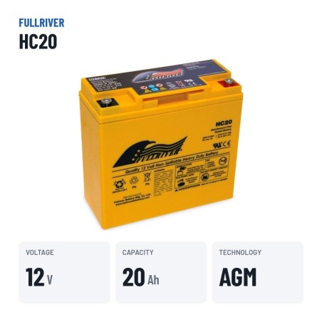 Rollstuhlbatterie Fullriver HC20 12V 20Ah 230A AGM | baterias.com