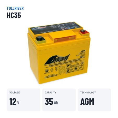 Wheelchair battery Fullriver HC35 12V 35Ah 438A AGM – key specs