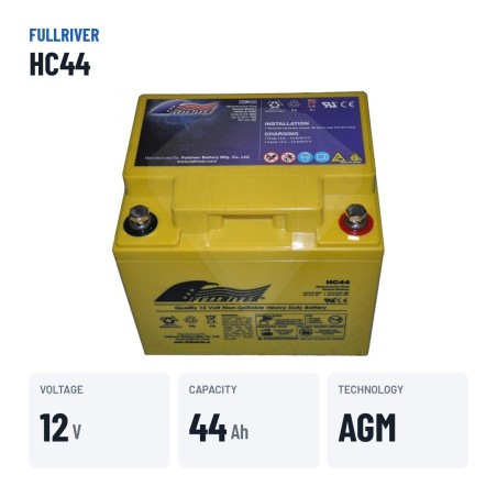 Batterie fauteuil roulant Fullriver HC44 12V 44Ah 560A AGM – caractéristiques clés