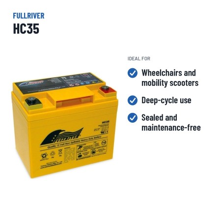 Wheelchair battery Fullriver HC35 12V 35Ah 438A AGM – recommended uses
