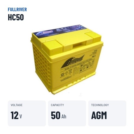 Bateria de cadeira de rodas Fullriver HC50 12V 50Ah 560A AGM – dados principais