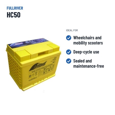 Rollstuhlbatterie Fullriver HC50 12V 50Ah 560A AGM – empfohlene Einsatzbereiche