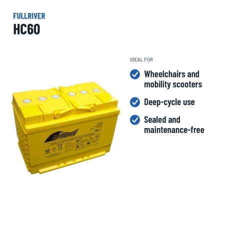 Bateria de cadeira de rodas Fullriver HC60 12V 60Ah 700A AGM