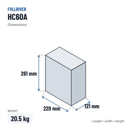 Bateria de cadeira de rodas Fullriver HC60A 12V 60Ah 700A AGM – medidas 220 × 121 × 261 mm