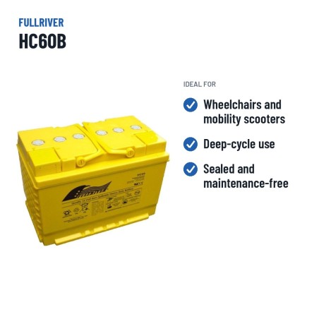 Batterie fauteuil roulant Fullriver HC60B 12V 60Ah 625A AGM – utilisations recommandées