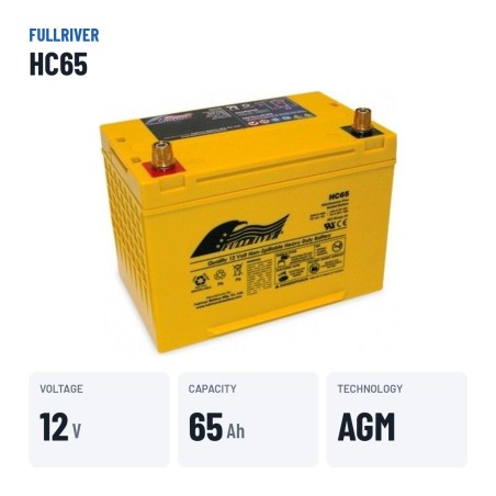 Rollstuhlbatterie Fullriver HC65 12V 65Ah 825A AGM – wichtigste Daten