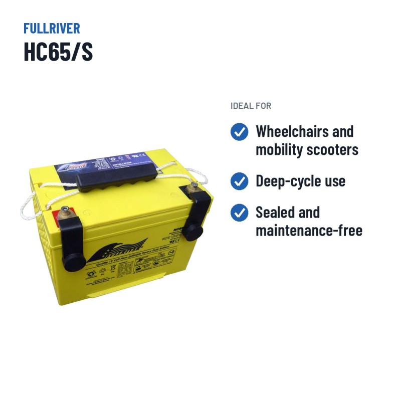 Batteria per carrozzina Fullriver HC65/S 12V 65Ah 825A AGM – usi consigliati