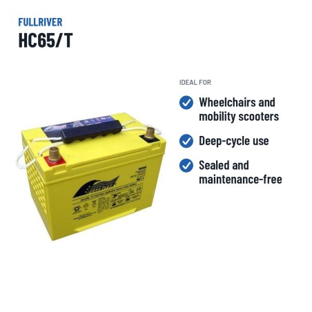 Batterie fauteuil roulant Fullriver HC65/T 12V 65Ah 825A AGM – utilisations recommandées