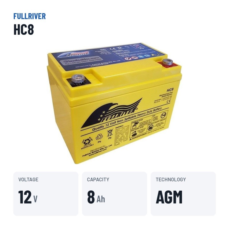 Batteria per carrozzina Fullriver HC8 12V 8Ah 100A AGM – dati principali