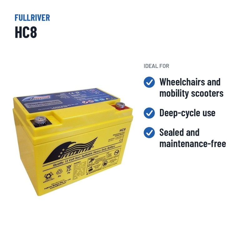 Rollstuhlbatterie Fullriver HC8 12V 8Ah 100A AGM – empfohlene Einsatzbereiche