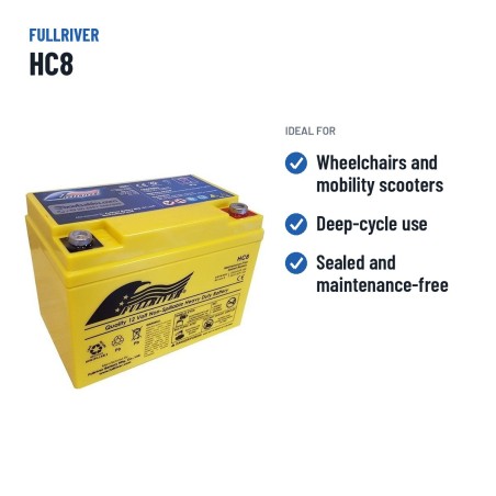 Batteria per carrozzina Fullriver HC8 12V 8Ah 100A AGM – usi consigliati
