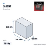 Wheelchair battery MK Powered 8A22NF 12V 55Ah AGM – dimensions 244 × 139 × 235 mm