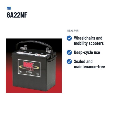 Wheelchair battery MK Powered 8A22NF 12V 55Ah AGM – recommended uses