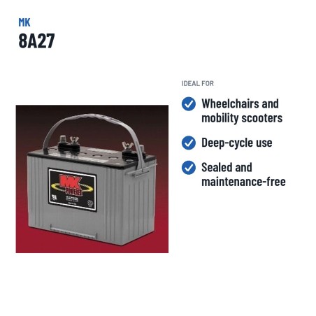 Batterie fauteuil roulant MK Powered 8A27 12V 92Ah AGM – utilisations recommandées