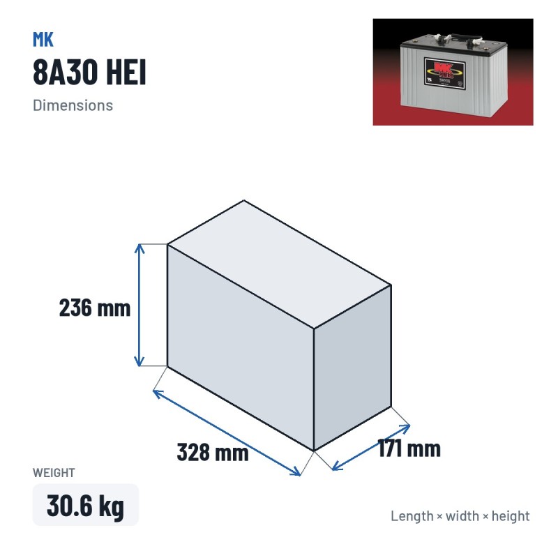 Batería de silla de ruedas MK Powered 8A30 HEI 12V 105Ah AGM