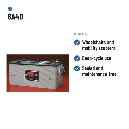 Batería de silla de ruedas MK Powered 8A4D 12V 198Ah AGM – usos recomendados