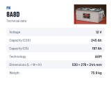 Batterie fauteuil roulant MK Powered 8A8D 12V 245Ah AGM