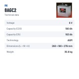Wheelchair battery MK Powered 8AGC2 6V 190Ah AGM – technical data