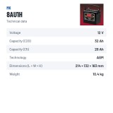 Batteria per carrozzina MK Powered 8AU1H 12V 32Ah AGM – scheda tecnica