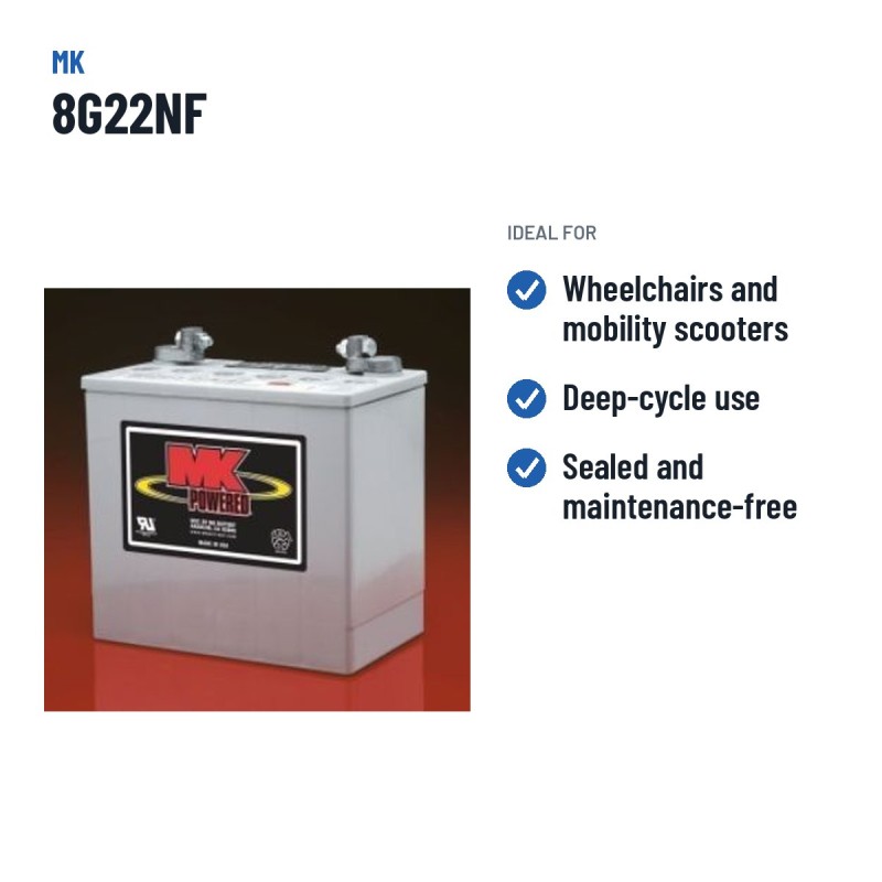 Rollstuhlbatterie MK Powered 8G22NF 12V 51Ah GEL – empfohlene Einsatzbereiche