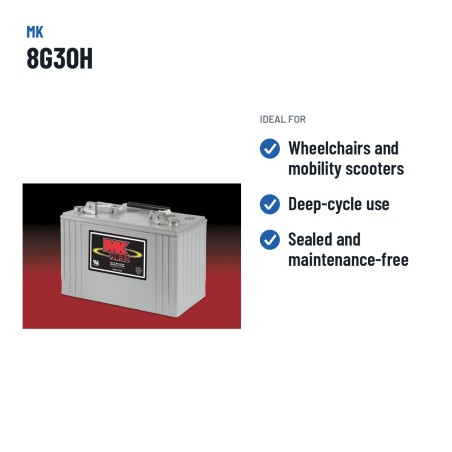 Batteria per carrozzina MK Powered 8G30H 12V 97.6Ah GEL – usi consigliati