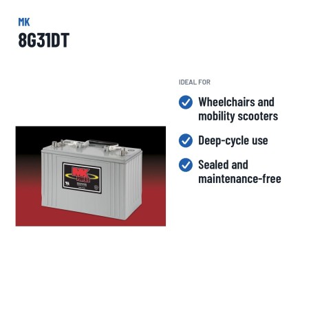 Bateria de cadeira de rodas MK Powered 8G31DT 12V 97.6Ah 450A GEL
