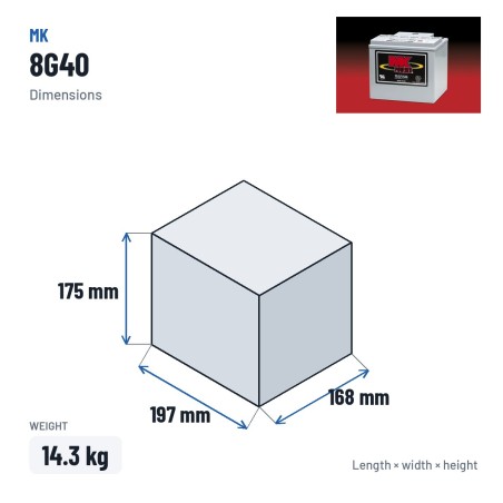 Batería de silla de ruedas MK Powered 8G40 12V 40Ah GEL