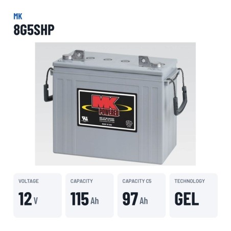 Wheelchair battery MK Powered 8G5SHP 12V 115Ah GEL | baterias.com