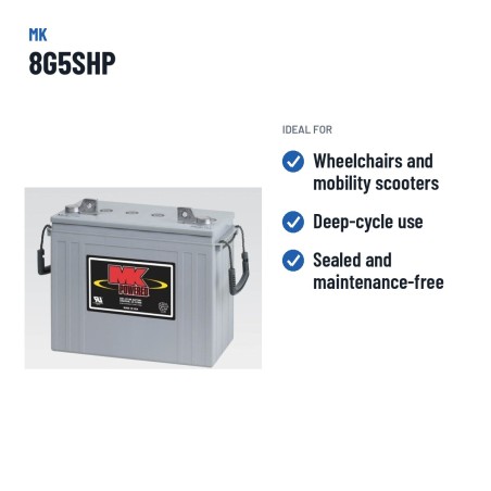 Wheelchair battery MK Powered 8G5SHP 12V 115Ah GEL | baterias.com