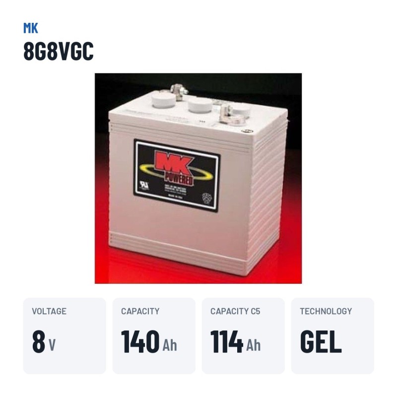 Batteria per carrozzina MK Powered 8G8VGC 8V 140Ah GEL – dati principali