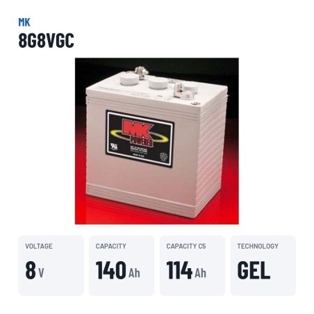 Batteria per carrozzina MK Powered 8G8VGC 8V 140Ah GEL – dati principali