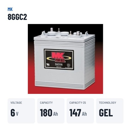 Batteria per carrozzina MK Powered 8GGC2 6V 180Ah 585A GEL – dati principali