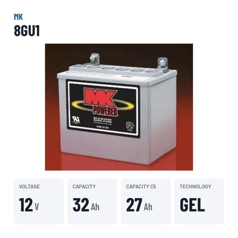 Bateria de cadeira de rodas MK Powered 8GU1 12V 31.6Ah GEL