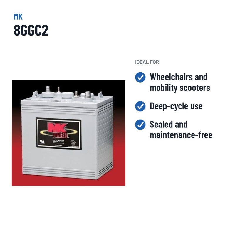 Batteria per carrozzina MK Powered 8GGC2 6V 180Ah 585A GEL – usi consigliati