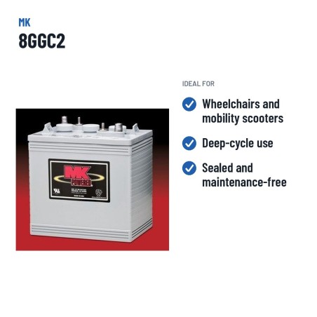 Batteria per carrozzina MK Powered 8GGC2 6V 180Ah 585A GEL – usi consigliati