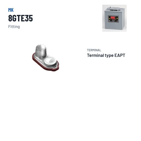 Wheelchair battery MK Powered 8GTE35 6V 196Ah GEL – terminal and hold-down