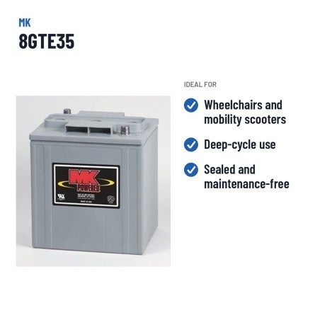 Wheelchair battery MK Powered 8GTE35 6V 196Ah GEL – recommended uses