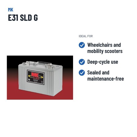 Batteria per carrozzina MK Powered E31 SLD G 12V 97.6Ah 450A GEL