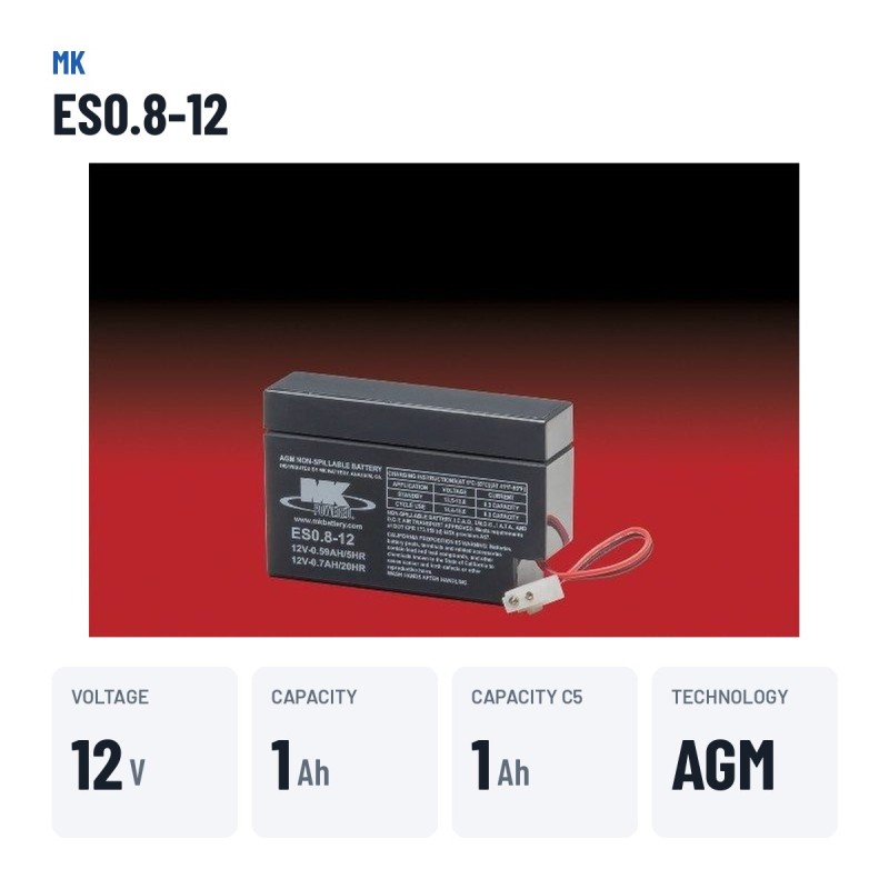 Batteria per carrozzina MK Powered ES0.8-12 12V 0.7Ah AGM – dati principali