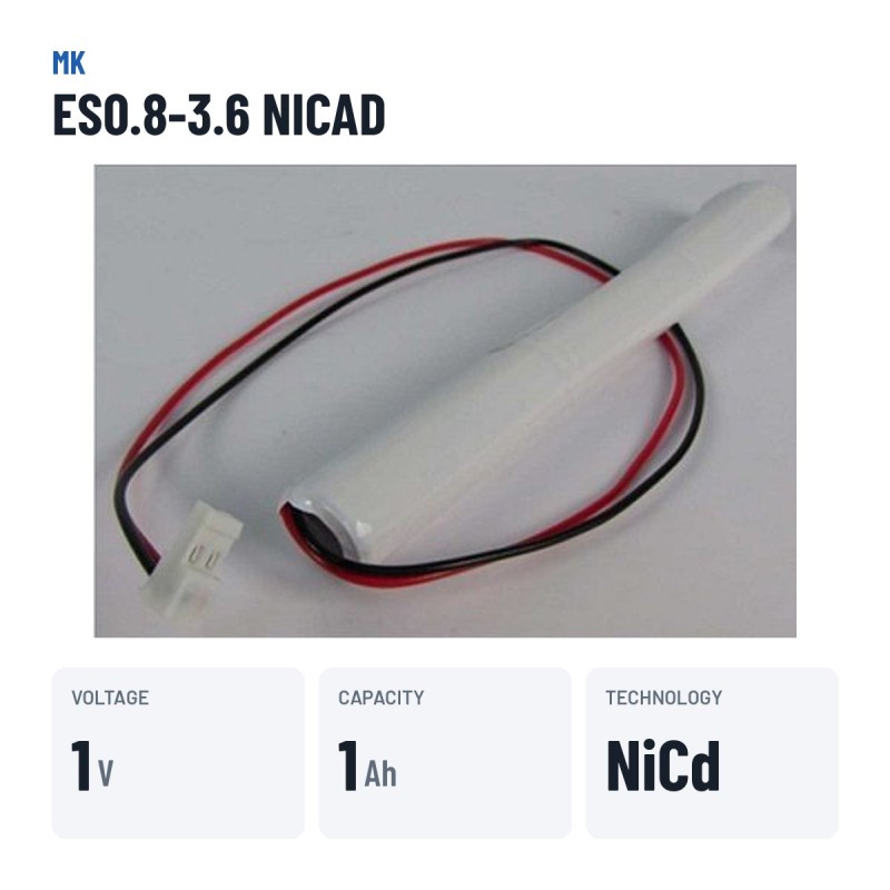 Batterie pour équipements MK Powered ES0.8-3.6 NICAD 1.2V 1Ah NICAD