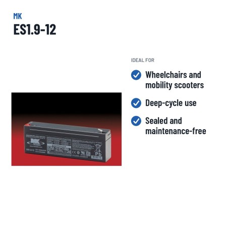 Batteria per carrozzina MK Powered ES1.9-12 12V 2.3Ah AGM – usi consigliati