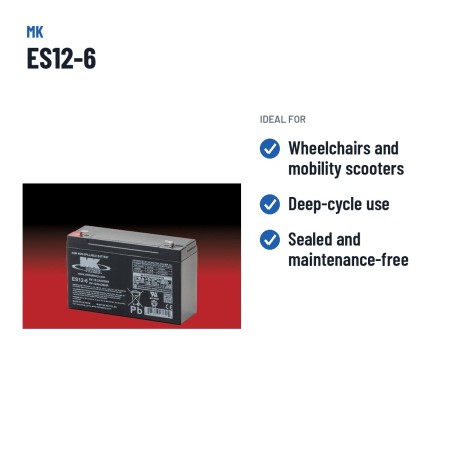Batería de silla de ruedas MK Powered ES12-6 6V 12Ah AGM – usos recomendados