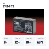 Wheelchair battery MK Powered ES12-6 T2 6V 12Ah AGM – key specs