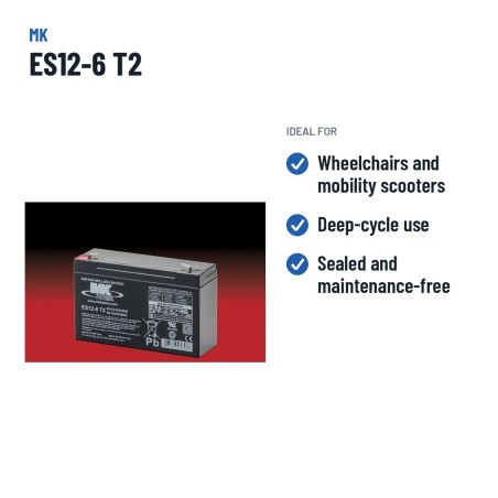 Batería de silla de ruedas MK Powered ES12-6 T2 6V 12Ah AGM – usos recomendados