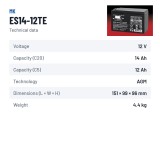 Rollstuhlbatterie MK Powered ES14-12TE 12V 14Ah AGM – technische Daten
