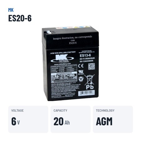 Batteria per carrozzina MK Powered ES20-6 6V 20Ah AGM