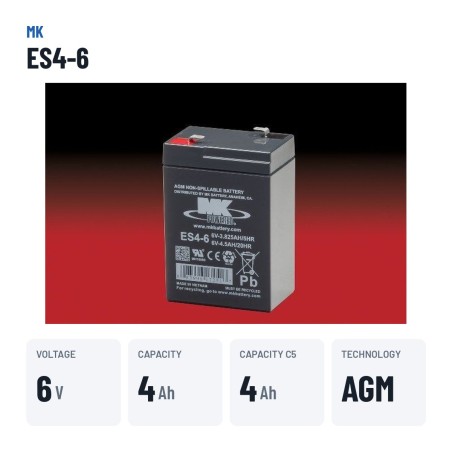 Batería de silla de ruedas MK Powered ES4-6 6V 4.5Ah AGM