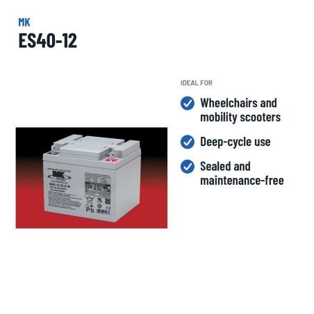 Batteria per carrozzina MK Powered ES40-12 12V 45Ah AGM – usi consigliati