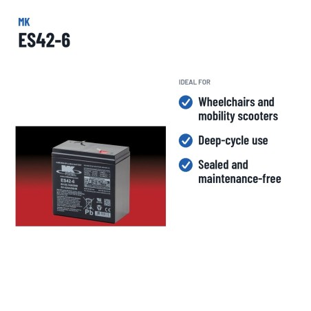 Wheelchair battery MK Powered ES42-6 6V 42Ah AGM – recommended uses
