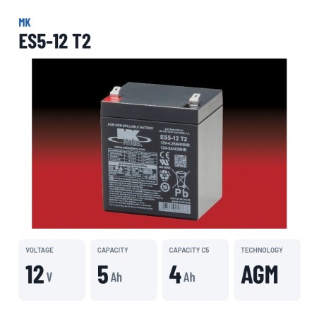 Batteria per carrozzina MK Powered ES5-12 T2 12V 5Ah AGM – dati principali